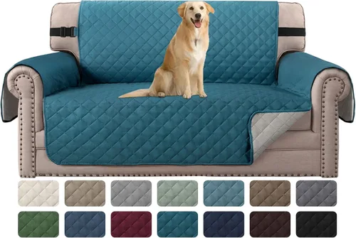 Vista 49 de H.VERSAILTEX Funda de sofá resistente al agua para sofá de 3 cojines, reversible, protector de muebles acolchado con correa elástica, funda de sofá