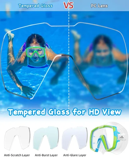 Vista 5 de Freela Gafas de natación para niños con cubierta de nariz para 6 a 16 años, paquete de 2 máscaras de natación de visión amplia, antiniebla, sin