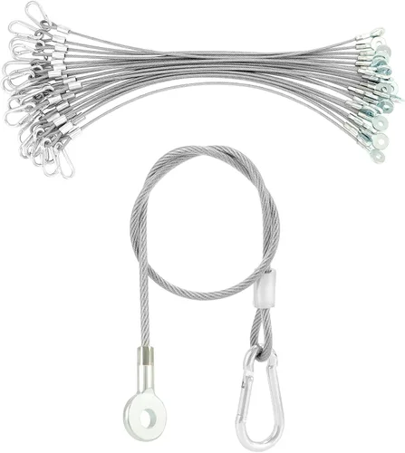 Vista 7 de QWORK Cables de seguridad para luces de escenario de 11.8 pulgadas, paquete de 20 cables de iluminación de DJ de acero inoxidable, cable