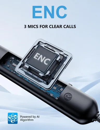 Vista 9 de Auriculares con cancelación activa de ruido, auriculares Bluetooth inalámbricos intrauriculares con banda para el cuello con 3 micrófonos de IA ENC