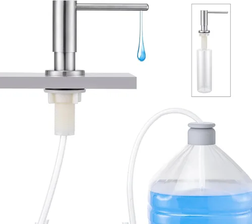 Vista 10 de Dispensador de jabón para fregadero de cocina con botella de 17 onzas y kit de tubo de extensión de 40 pulgadas, dispensador de jabón integrado