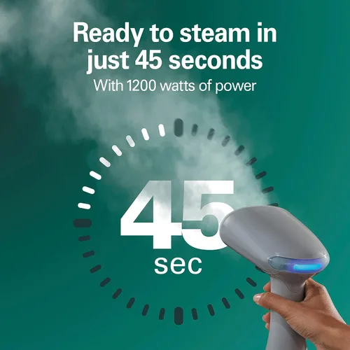 Vista 2 de Hamilton Beach Vaporizador de mano para ropa, tela y cortinas, 1200 vatios, tanque de agua de 13.5 fl oz, 20 minutos de vapor continuo, esenciales