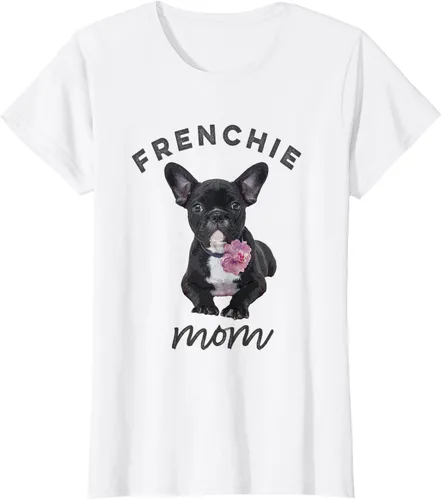 Vista 19 de Camiseta Bulldog Francés para Mujer, Frenchie Mom, Flor, Negro, S