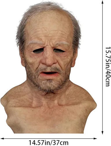 Vista 5 de Máscara de terror de Halloween máscara de cara humana realista espeluznante máscara de látex antiarrugas para adultos máscara de anciano
