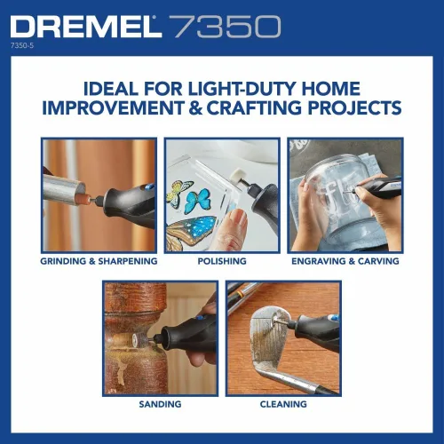 Vista 7 de Dremel 7350 Kit de herramientas rotativas inalámbricas de 4 V con 5 accesorios y batería recargable USB-C, velocidad única para tallar, grabar