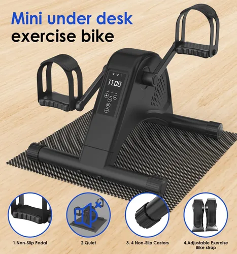 Vista 6 de Under Desk Bike Pedal Exerciser for Seniors, 12-Level Electric Mini Exercise Bike with LCD, Quiet Motorized Arm & Leg Pedaler for Seniors
