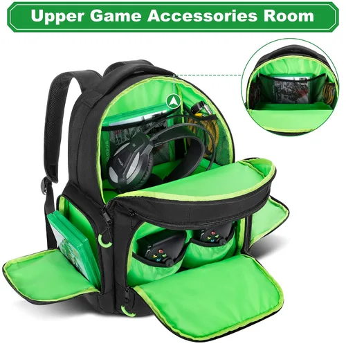 Vista 3 de PGmoon Carry Backpack Compatible with Xbox Series XS Console, Travel Carrying Case with Separate Storage Room for Console, Headset, Controllers