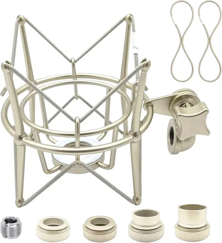 Vista 9 de Soporte Antivibración de Micrófono Universal Soporte de Micrófono Araña de Grabación Compatible con Muchos Micrófonos de Condensador como Rode NT1-A
