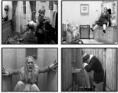 Vista 9 de Juego de 4 pósters de arte de pared de baño divertidos de TWNSLLA - Arte de humor de la película "Dumb and Dumber" para la habitación, divertidos