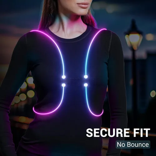 Vista 3 de Running Lights For Runners, Reflective Running Vest, Reflective Running Gear Walking Vest For Women, Night Running Gear, Light Up Running Vest