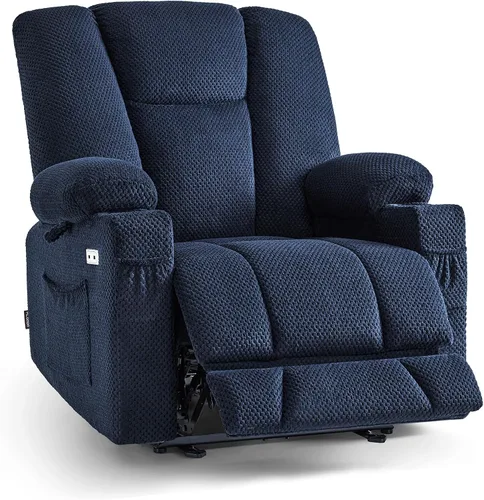 Vista 15 de MCombo Zero Gravity Silla Reclinable Eléctrica con Masaje de Calor y Vibración, Silla Reclinable con Puertos USB y Tipo C, Portavasos para Sala