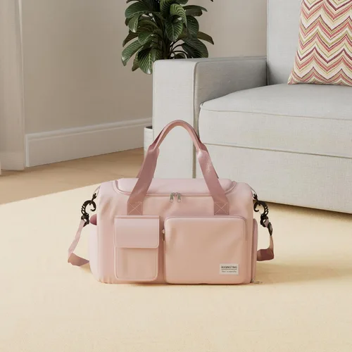 Vista 288 de Pequeña bolsa de gimnasio para mujer, bolsa de viaje con compartimento para zapatos