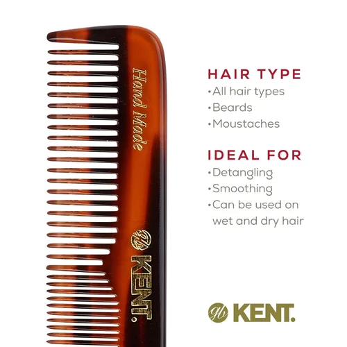 Vista 6 de Kent NU19 Set de regalo, con peine de bolsillo de dientes finos y dientes anchos OT para cabello, bigote y barba para hombres, mujeres y niños.