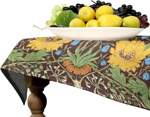 Vista 274 de Mantel Floral Retro de Pájaros, Diseño Original Bohemio William Morris Estampado Cubierta de Mesa para Hogar Picnic Fiesta Comedor Cocina William