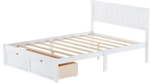 Vista 8 de Harper & Bright Designs Cama matrimonial con cajones, marco de cama de madera con almacenamiento, plataforma de madera con cabecero para niños
