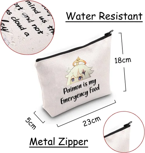 Vista 2 de JXGZSO Bolsa de cosméticos inspirada en el anime Paimon is my Emergency Food Traveller Gift Anime Lover Gift, Paimon, Novedad, Diversión, Inspirado