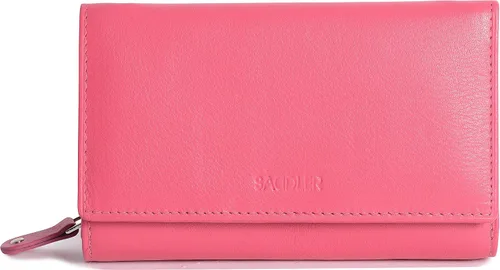 Vista 2 de SADDLER Cartera de cuero de lujo triple pliegue con protección RFID para mujer, con monedero con cremallera, tarjetero de crédito múltiple