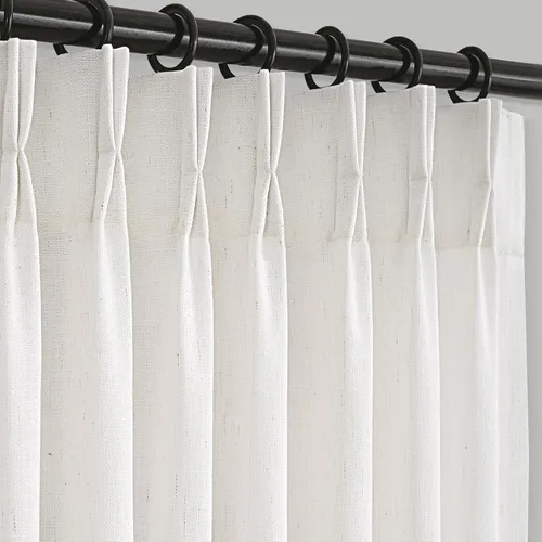 Vista 65 de Cortinas de lino de 63 pulgadas, juego de 2 paneles para sala de estar, beige natural, cortinas con pliegues pellizco entrenadas con memoria