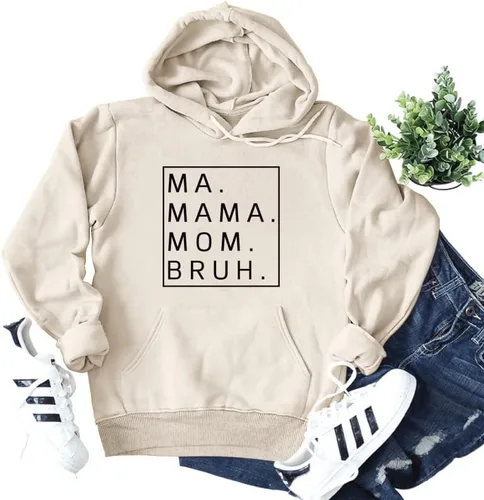Vista 4 de Sudadera con capucha para mujer, mamá y mamá, bruh, para mamá, mamá, mamá, bruh, para mujer