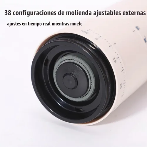 Vista 4 de Molinillo de café eléctrico portátil con 38 ajustes de molienda ajustables, rebaba cónica de núcleo de cerámica recargable por USB, molinillo