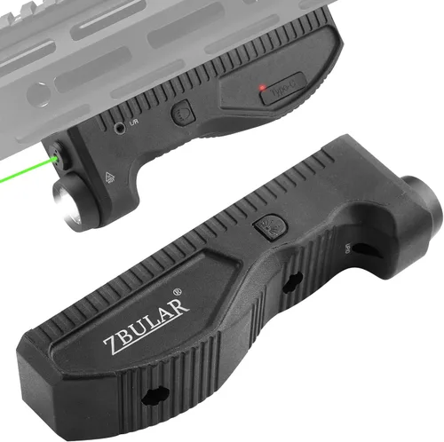 Vista 7 de Linterna táctica ZBULAR de 1650 lúmenes, equipada con láser verde y luces LED blancas, recargable por USB-C, función estroboscópica, salida
