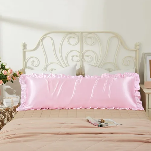 Vista 27 de Fundas de almohada de satén negro con volantes para el cabello y la piel, juego de 2 fundas de almohada de seda negras de tamaño estándar con cierre