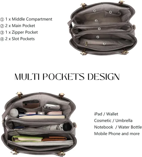 Vista 4 de KouLi Buir Hobo, bolsos y bolsos de piel sintética hombro, bandolera, asa superior, bolsas de mano para mujer