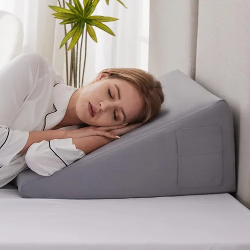 Vista 7 de Ruqmuis Almohada de cuña para reflujo ácido, almohada de cuña de cama para cabecero de 10 pulgadas, almohada de cuña para aliviar el dolor
