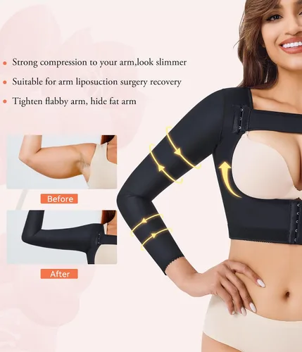 Vista 2 de LANCS Mangas de compresión postquirúrgica para mujer, parte superior del brazo, chaleco corrector de postura, faja moldeadora