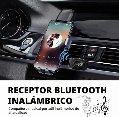 Vista 3 de Receptor Bluetooth USB para automóvil, pantalla LED HD, transmisor FM, adaptador de audio, DC 5V Plug and Play, receptor Bluetooth de frecuencia