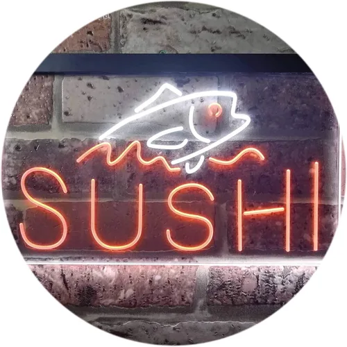 Vista 14 de ADVPRO Sushi Fish Sashimi Restaurant - Letrero de neón LED de doble color, azul y rojo, 12 x 8.5 pulgadas, st6s32-i3334-br