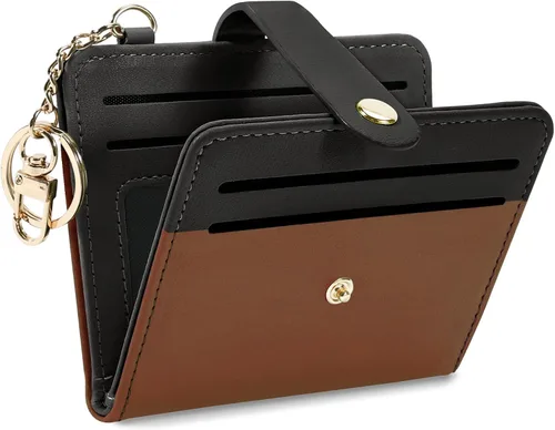 Vista 22 de Airkit Billeteras pequeñas para mujer, con bloqueo RFID, de cuero, con ventana de identificación, carteras para tarjetas para mujer, con monedero