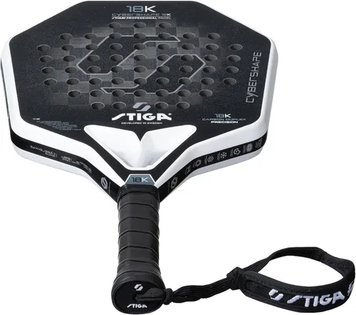 Vista 5 de STIGA Raqueta de pádel 18K Cybershape, hoja de fibra de carbono, hoja media defensiva para jugadores controlados de alta velocidad avanzados