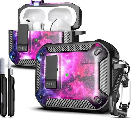 Vista 190 de R-fun Funda de carga compatible con AirPods de 2ª generación 2019, 1ª generación 2016, protección completa contra caídas, tapa desplegable