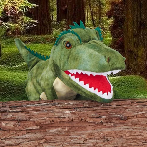 Vista 9 de Marionetas de mano de dinosaurio de felpa, juguete de dinosaurio suave, regalos para niños (2 piezas)