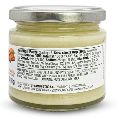 Vista 2 de CAMPO D'ORO - Mantequilla de almendras, crema dulce de almendras para untar