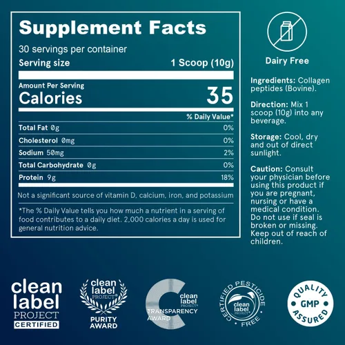 Vista 4 de Puori Polvo de péptidos de colágeno puro, sin sabor - 10g de colágeno bovino hidrolizado alimentado con pasto apoya la salud de la piel, la fuerza