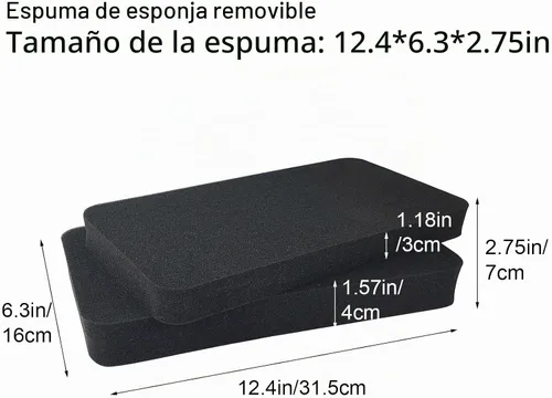 Vista 3 de Estuche de almacenamiento duro con inserto de espuma personalizable - Estuche protector de EVA para cámaras, consolas de juegos, instrumentos