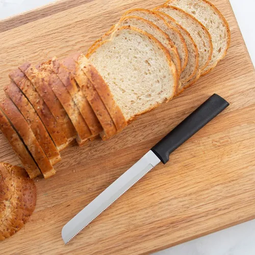 Vista 4 de Rada Cuchillo de pan para cubiertos con hoja dentada con resina de acero inoxidable, fabricado en los Estados Unidos, paquete de 1, mango negro