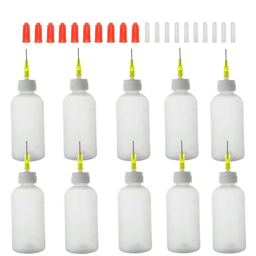 Vista 8 de SHAOTONG 10 piezas de botella de presión con agujas dispensadoras de 20G y tapa (botella dispensadora de 30 ml)