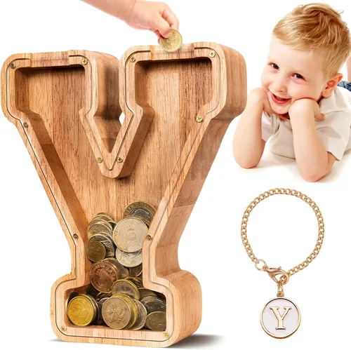 Vista 75 de SummiDate Alcancía de madera de letra para niños y niñas, Alfabeto, personalizada, regalo de cumpleaños y pascua para niños (A)