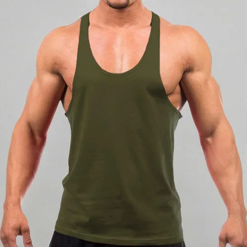 Vista 3 de YAKER Camiseta sin mangas de gimnasio para hombre, con espalda en Y, camiseta de entrenamiento atlético, chaleco de fitness