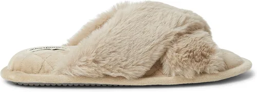 Vista 3 de Dearfoams Jessica - Pantuflas de piel sintética con banda cruzada para mujer