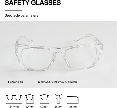 Vista 6 de Gafas de seguridad – Lentes antivaho – Protección ocular con escudos laterales – Anteojos protectores ANSI Z87.1 – Protección UV para mujeres