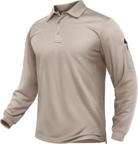 Vista 13 de TACVASEN - Camisas polo de manga larga para hombre de secado rápido, tácticas, para golf, con cuello, ligeras, transpirables, que absorben