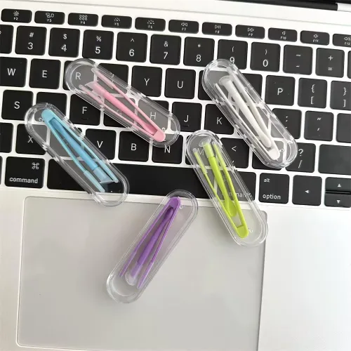 Vista 6 de Fundas para lentes de contacto, aplicador de lentes de contacto y herramienta de extracción con pinzas de punta suave, pinzas portátiles para lentes