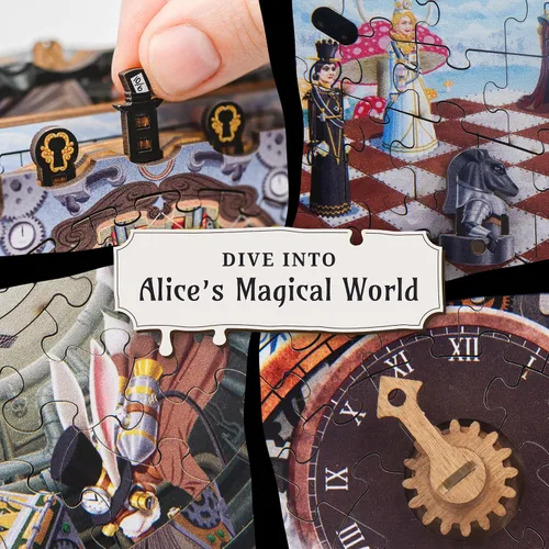 Vista 3 de iDventure Cluepuzzle Puzzle Adventure Alicia in Wonderland Rompecabezas secuenciales caja de rompecabezas para adultos y mayores de 10 años Caja
