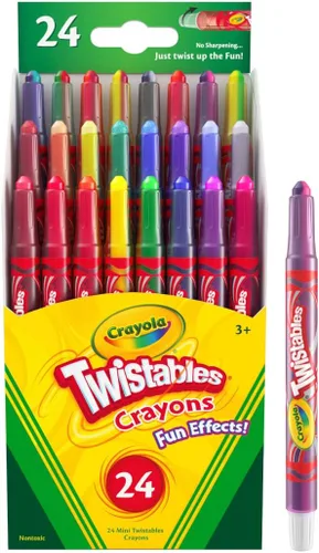 Vista 2 de Crayola Twistables - Crayones para niños (24 unidades) sin afilar, suministros para colorear para niños pequeños, menos desorden, relleno de media