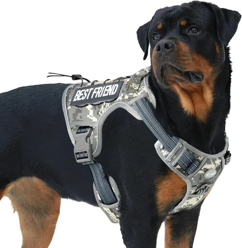 Vista 52 de Auroth - Arnés táctico para perros pequeños y medianos, sin tirones, arnés ajustable para mascotas, reflectante, K9, entrenamiento, trabajo