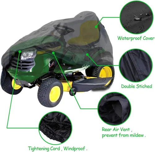 Vista 2 de IC ICLOVER Cubierta para tractor de césped, cubierta para cortacésped para montar al aire libre, se adapta a cubiertas de hasta 54 pulgadas